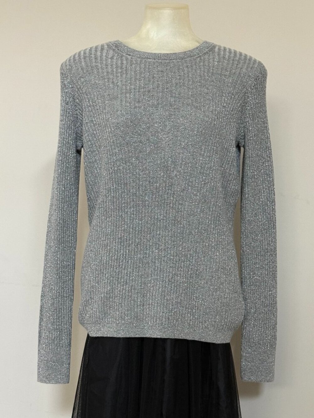 GAP Silver Metallic Merino Wool Blend Relaxed Sweater Size S